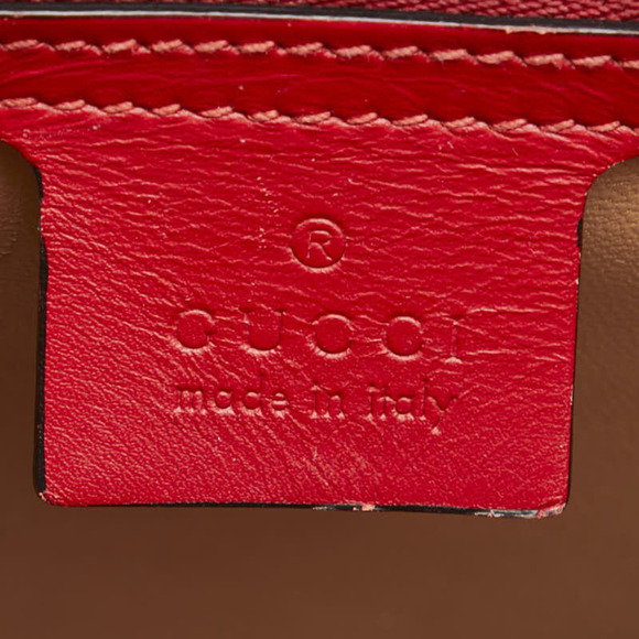 GUCCI Red Leather Bamboo Shoulder Bag - Picture 5 of 7